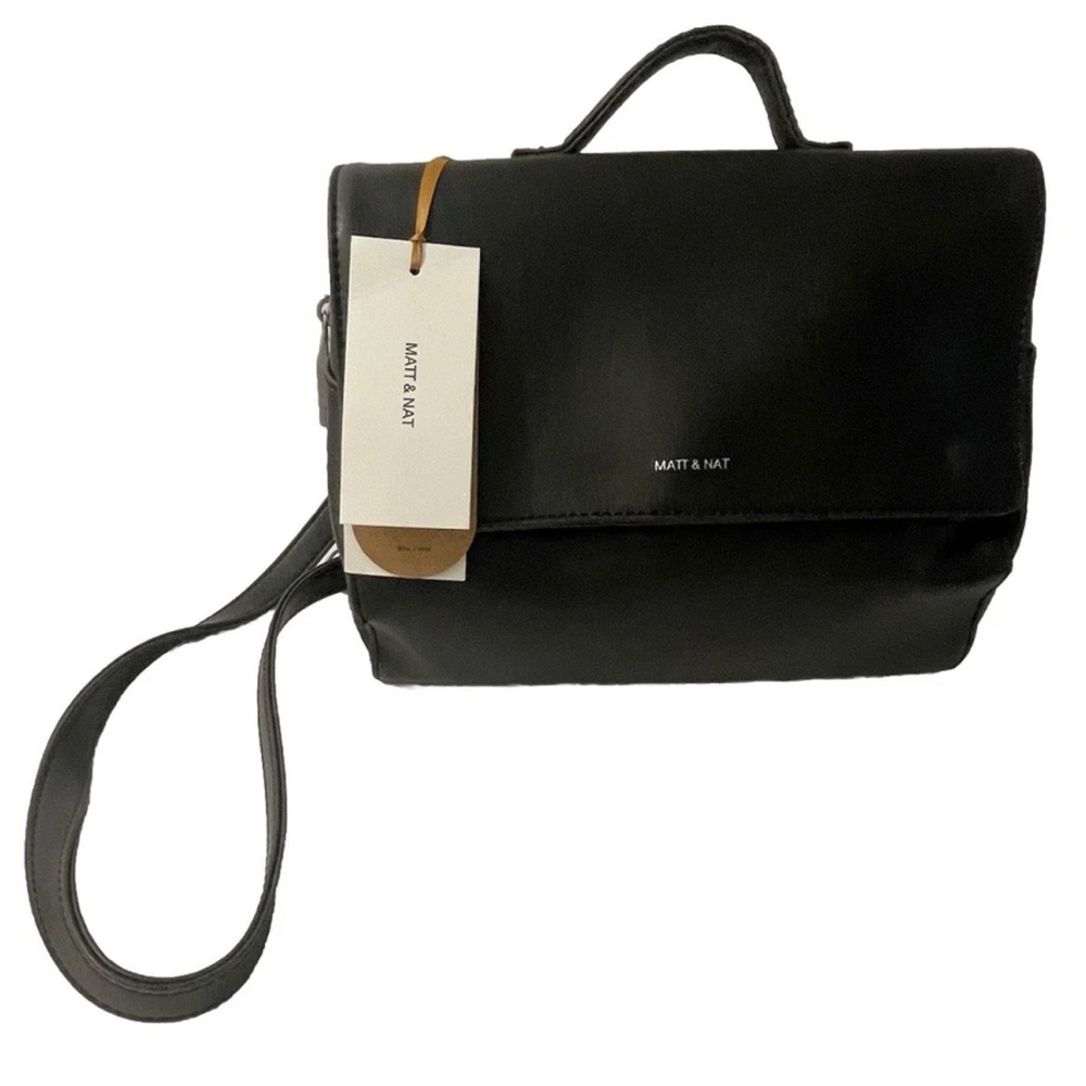 NWT Matt & Nat Phi Commuter Black Crossbody Bag Vegan Leather Bike Bag Handbag